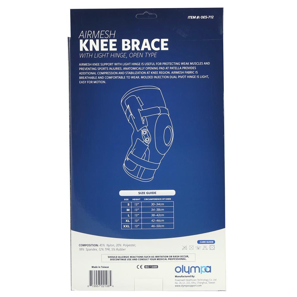 Olympa Airmesh Knee Brace Open Type Black Small OES-712