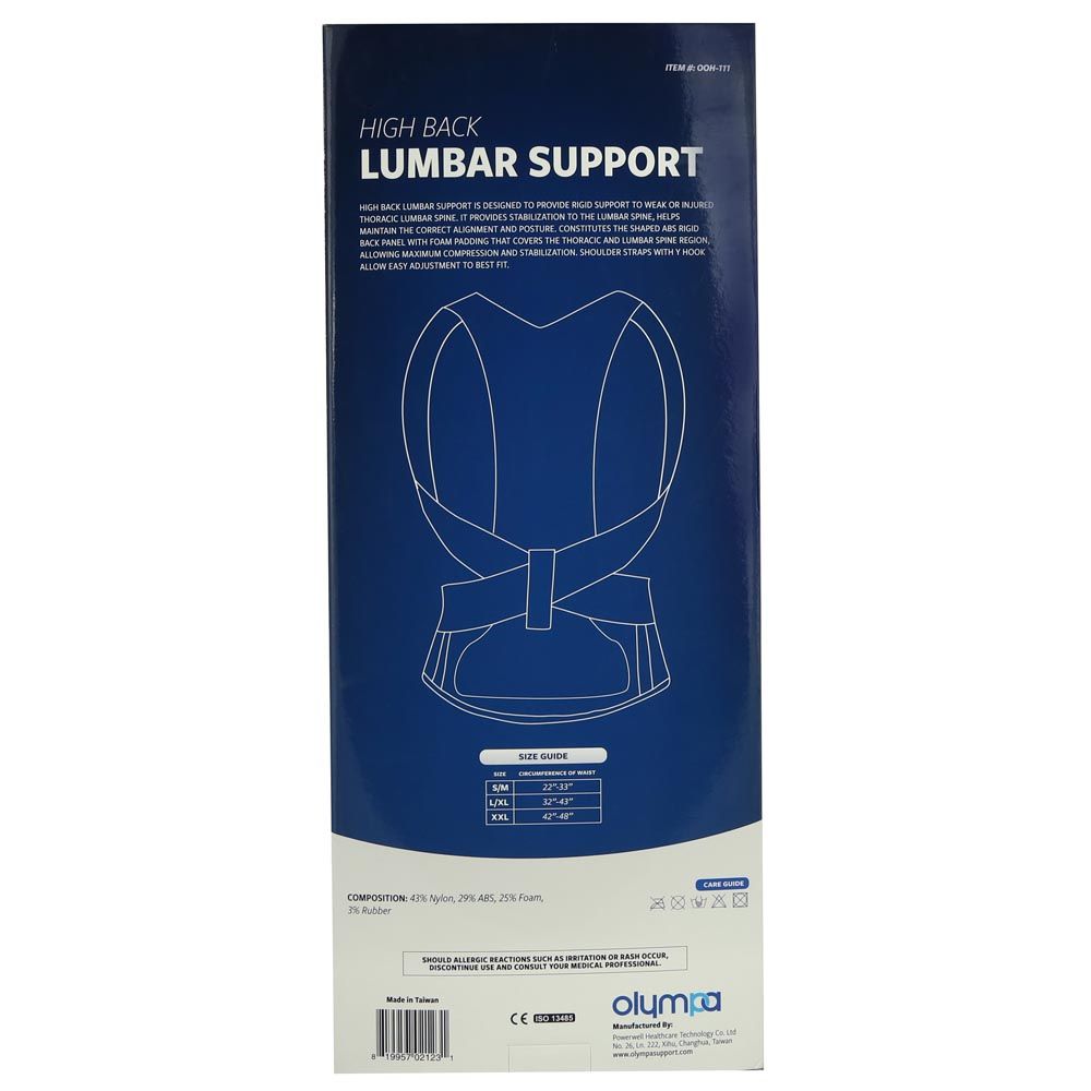 Olympa High Back Lumbar Support Grey Extra Extra Large OOH-111