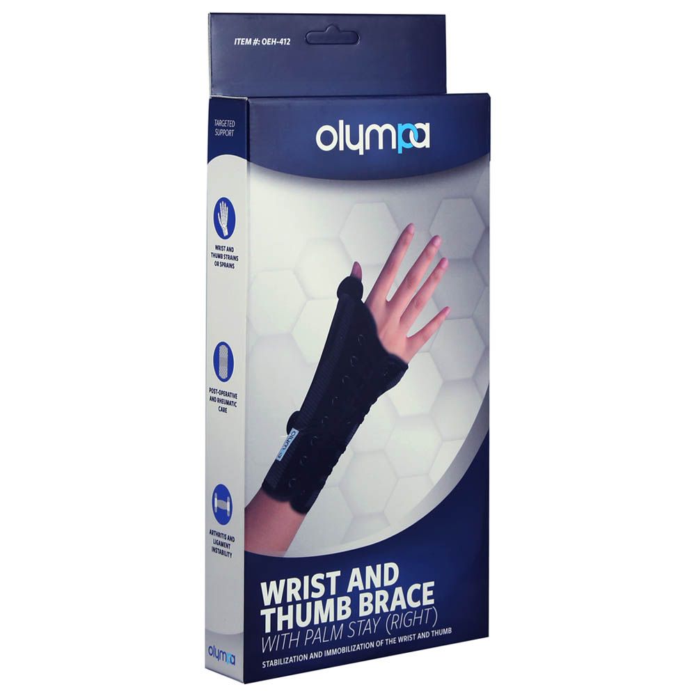 Olympa Wrist & Thumb Brace with Palm Stay Right Grey-Black Extra S