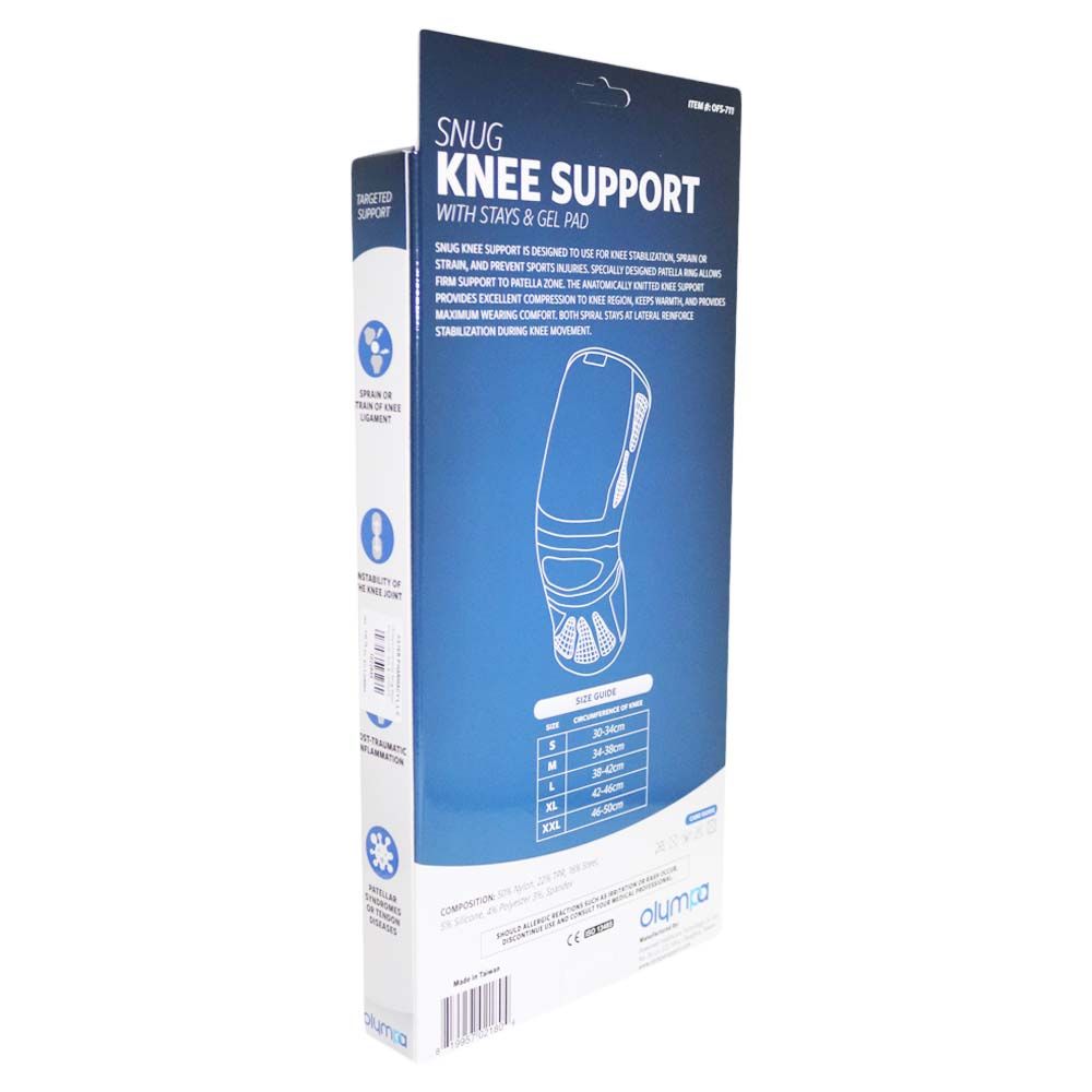 Olympa Snug Knee Support with Stay & Gel Pad Cool Grey Small OFS-711