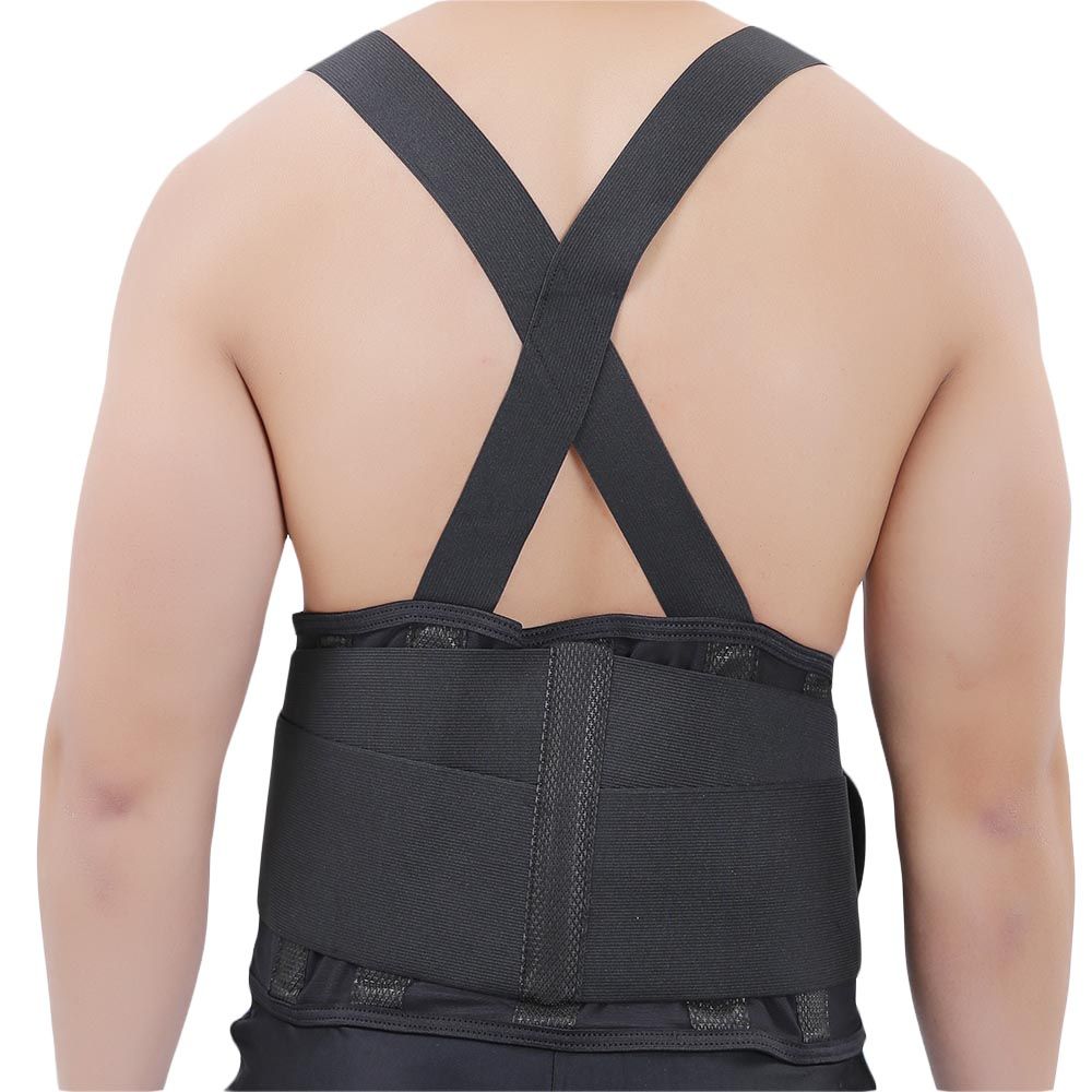 Olympa Industrial Back Support with Shoulder Straps Black Medium OEB517