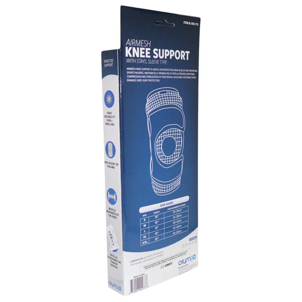Olympa Airmesh Knee Support with Stays Sleeve Black Extra Large OES-713