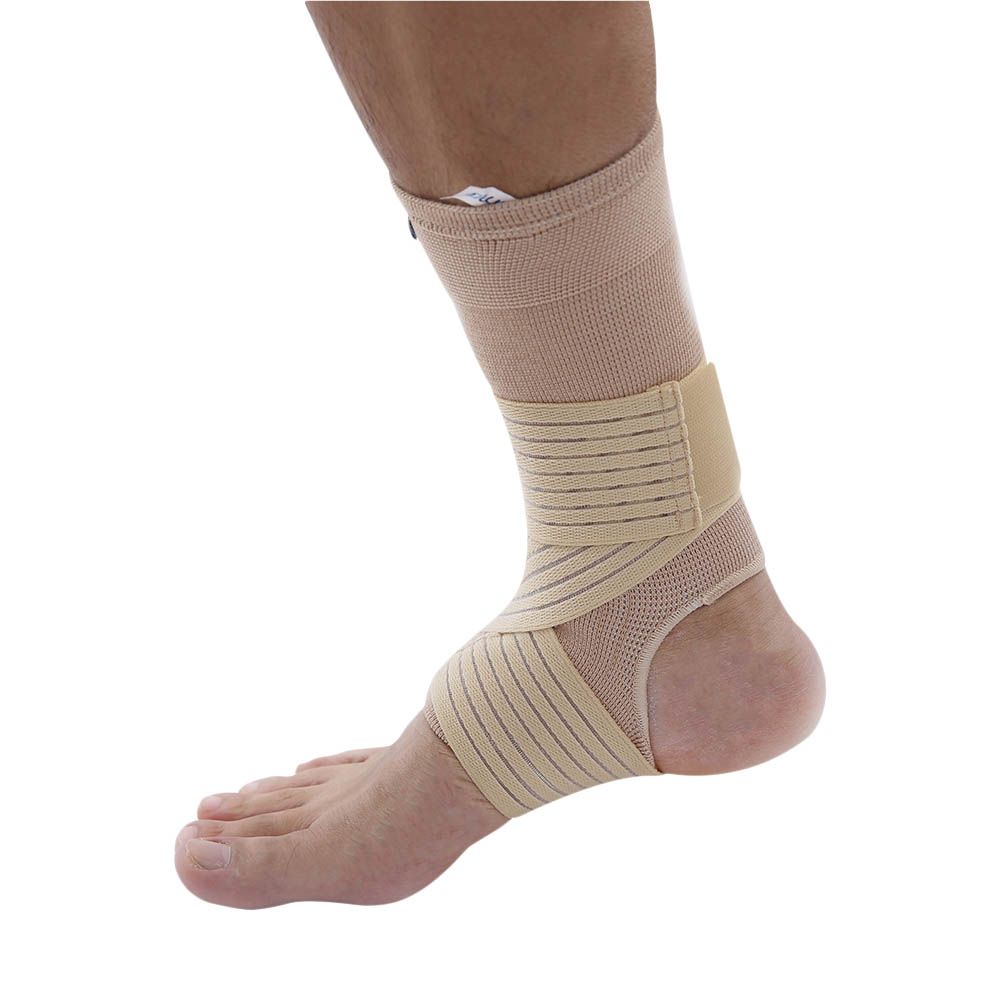 Olympa Elastic Ankle Support with Strap Beige Medium OES-912