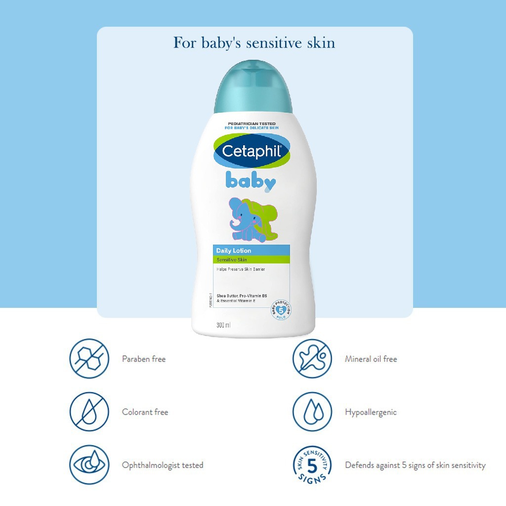 Cetaphil Baby Daily Lotion With Shea Butter, Face & Body Moisturizer For Delicate And Sensitive Skin, Unscented, 300ml