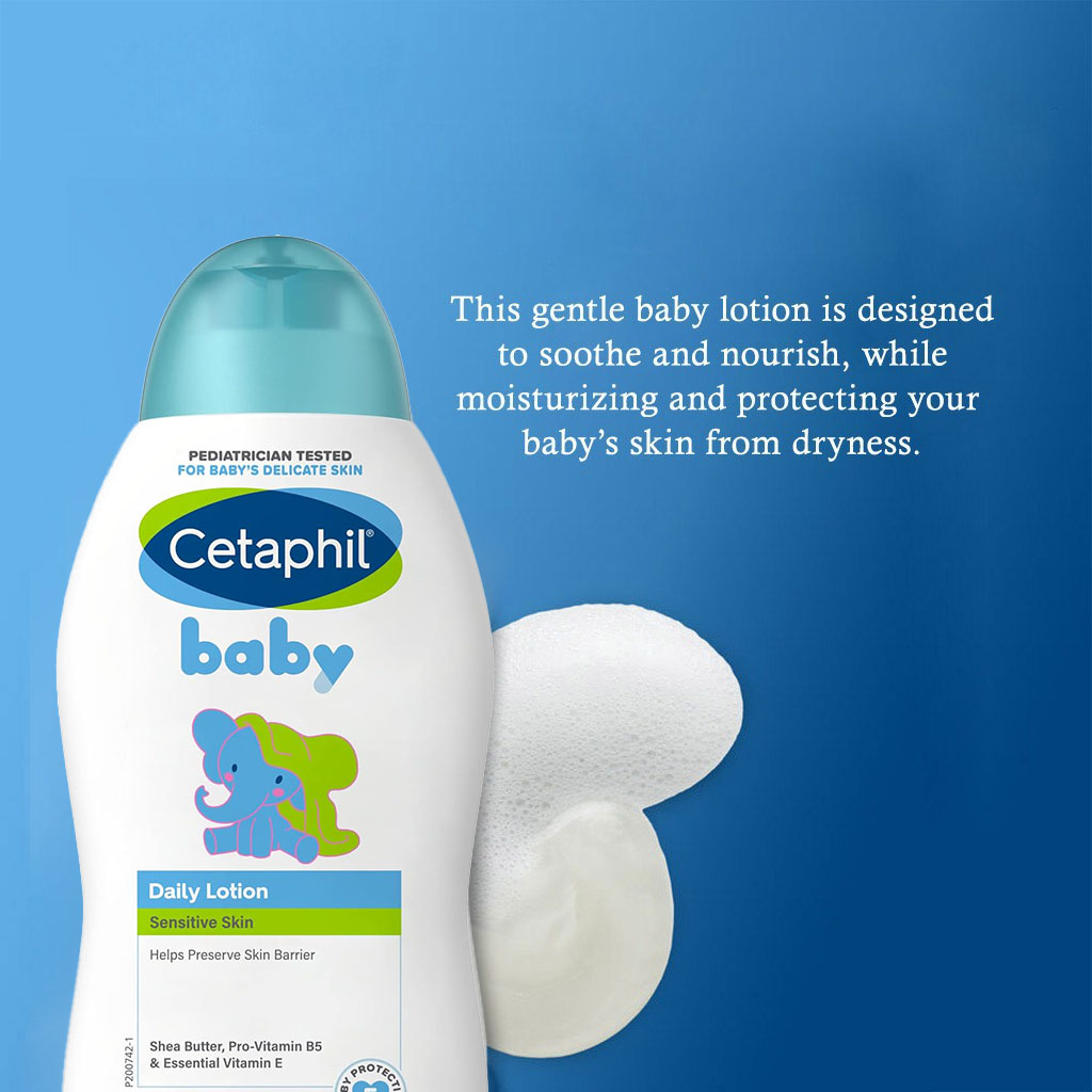 Cetaphil Baby Daily Lotion With Shea Butter, Face & Body Moisturizer For Delicate And Sensitive Skin, Unscented, 300ml