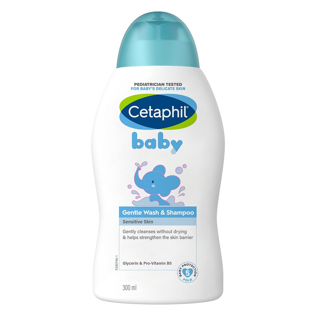 Cetaphil Baby Gentle Tear Free Wash & Shampoo For Sensitive Body And Hair, Unscented, 300ml