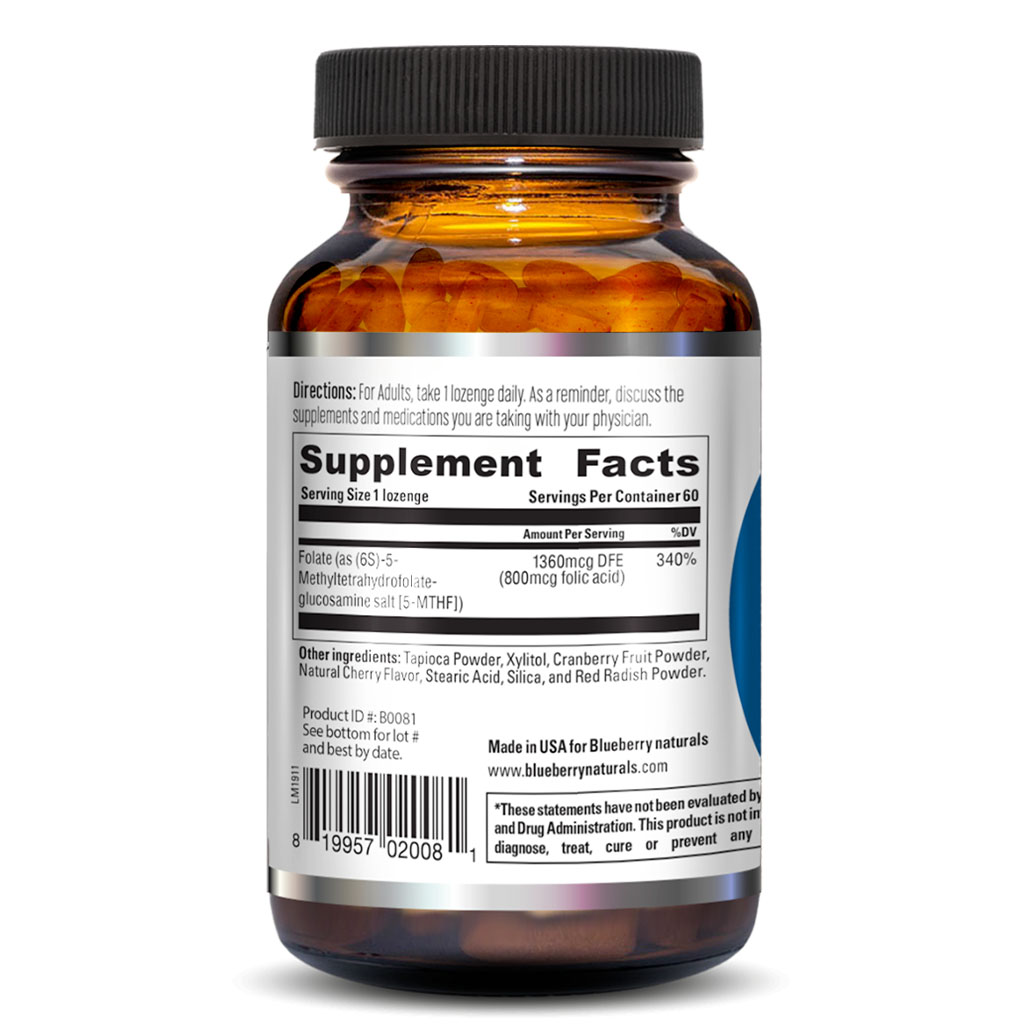 Blueberry Naturals Super Folate 800 mcg Lozenges 60's B0081