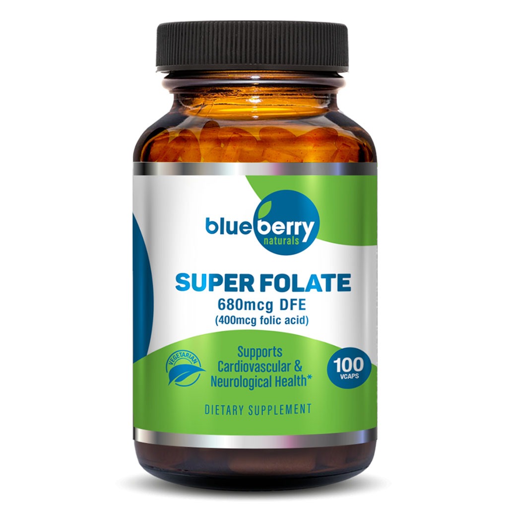 Blueberry Naturals Super Folate 400 mcg Vegetarian Capsules 100's B0098