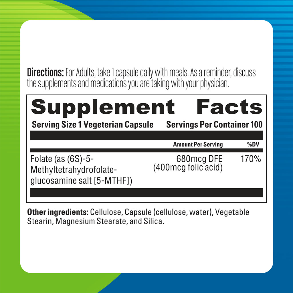 Blueberry Naturals Super Folate 400 mcg Vegetarian Capsules 100's B0098