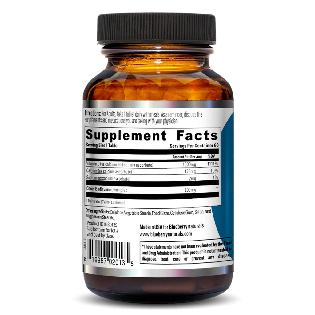 Blueberry Naturals Buffered Quick C 1000 mg Tablets 60's B0135