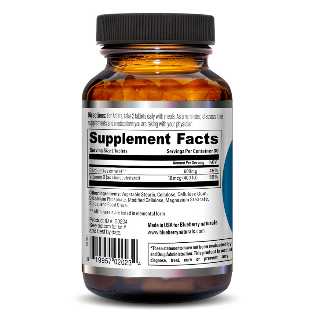 Blueberry Naturals Calcium Citrate 600 mg Tablets 60's B0234