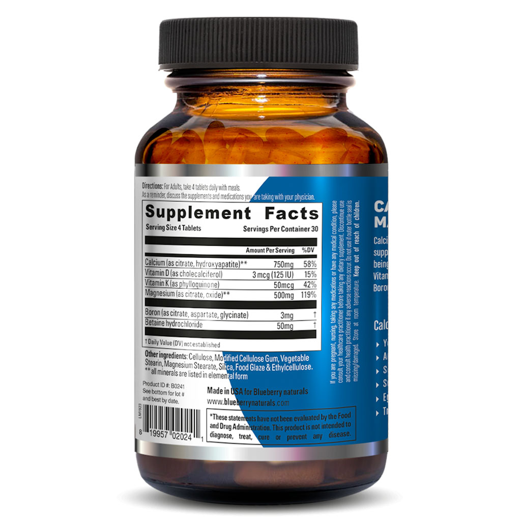 Blueberry Naturals Calcium Magnesium Citrate Tablets 120's B0241