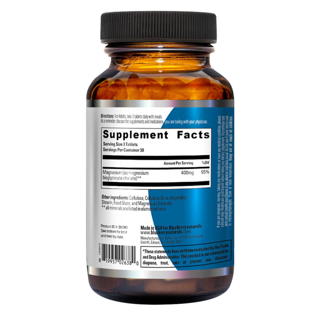 Blueberry Naturals Chelated Magnesium 400 mg Tablets 90's B0258