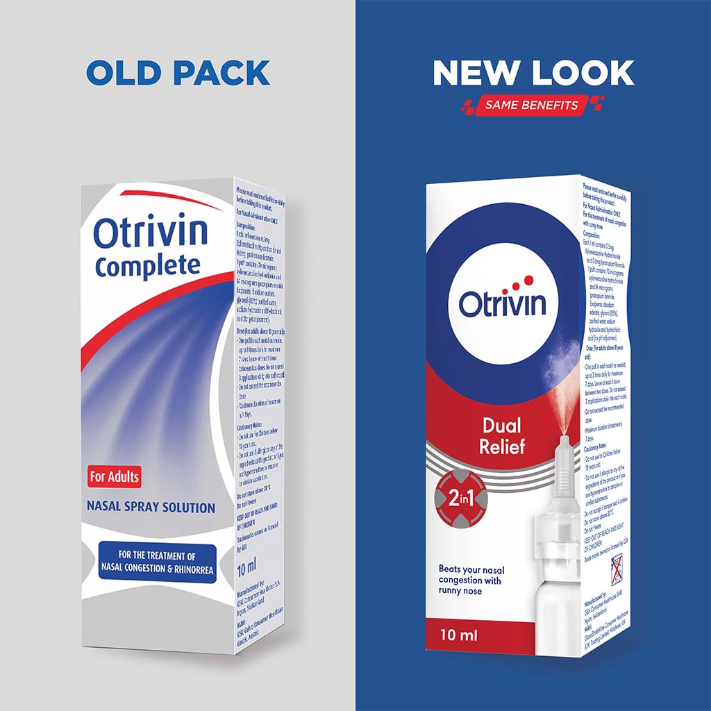 Otrivin Dual Relief Adult Nasal Spray For Nasal Congestion & Runny Nose 10ml