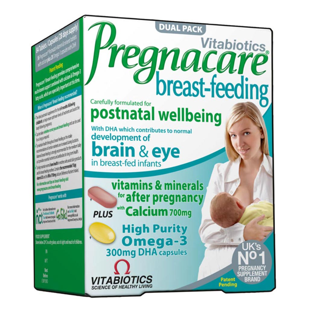 Vitabiotics Pregnacare Breast-Feeding All-In-One Postnatal Supplement, Dual Pack of Postnatal Vitamin & Mineral Tablets 56's + Omega-3 Capsules 28's