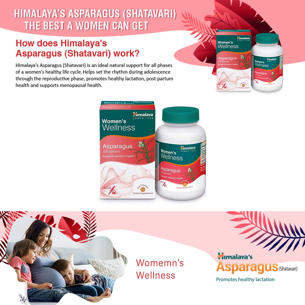 Himalaya Women's Wellness Asparagus / Shatavari 250mg Veg Capsules, Pack of 60's