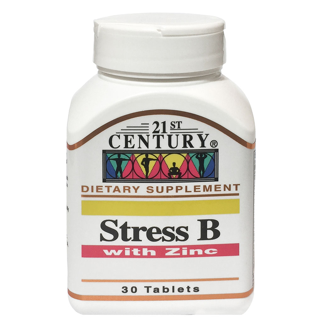 21st Century Stress B Multivitamin Tablets With Zinc For Energy & Immune Support, Pack of 30's