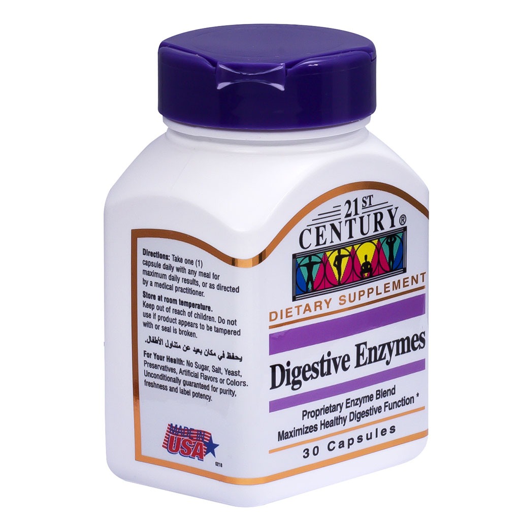 21st Century Digestive Enzymes Capsules For Healthy Digestive Function, Pack of 30's