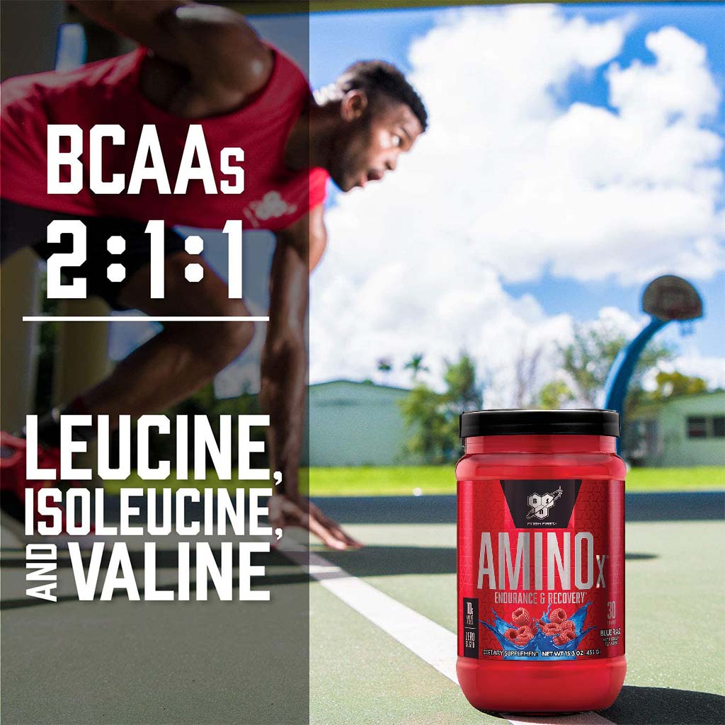 BSN AMINOx Powder With BCAAs For Endurance And Recovery, Blue Raz 435g