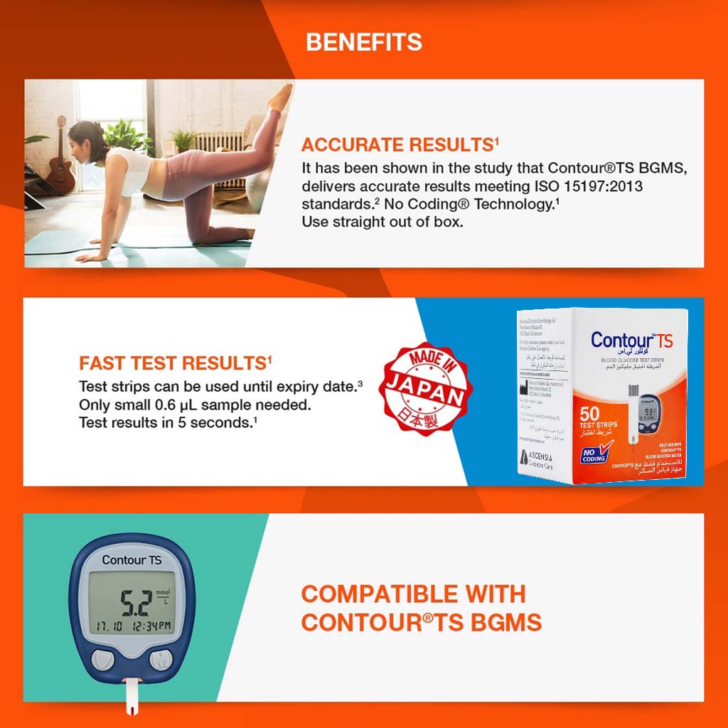 Ascensia Contour TS Blood Glucose Test Strips 50's