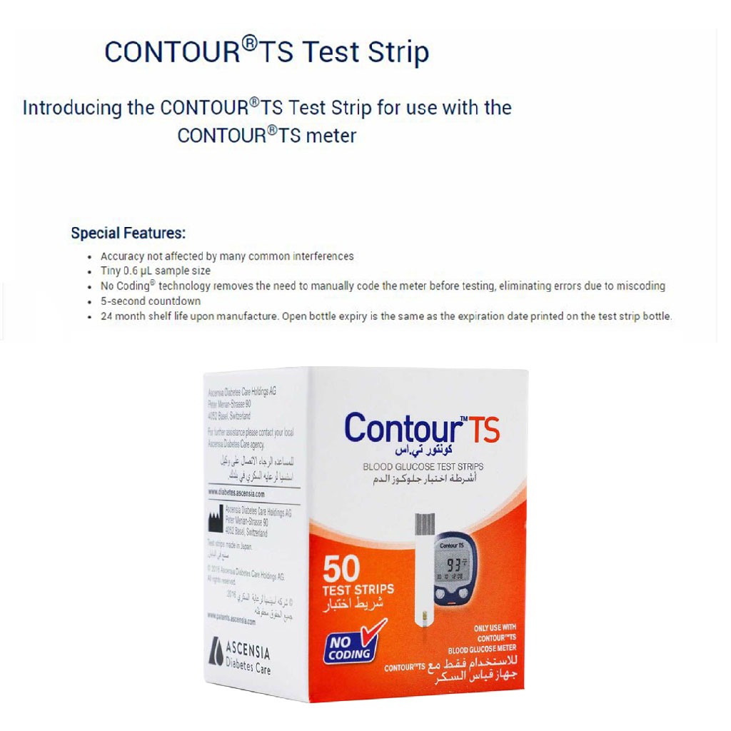Ascensia Contour TS Blood Glucose Test Strips 50's