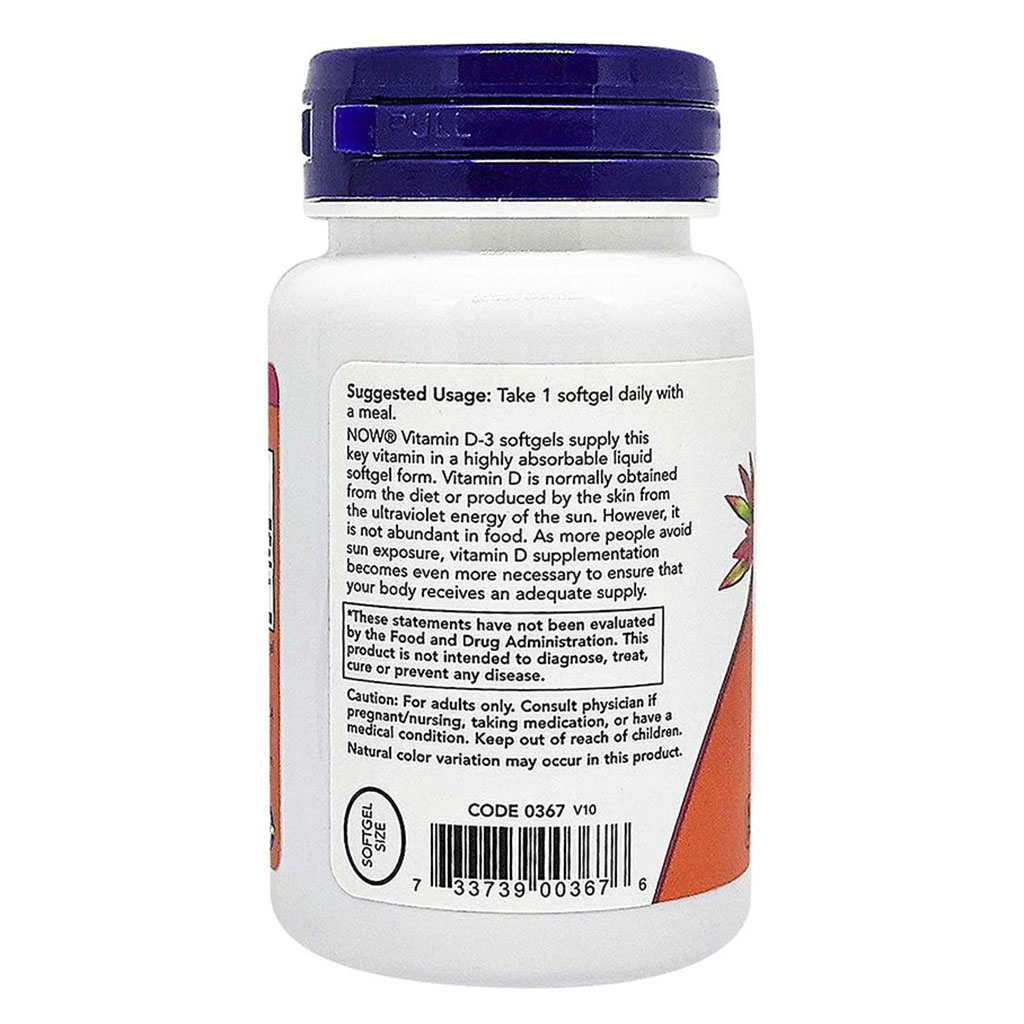 Now High Potency Vitamin D3 2000IU Softgels For Strong Bones & Immune Support, Pack of 120's