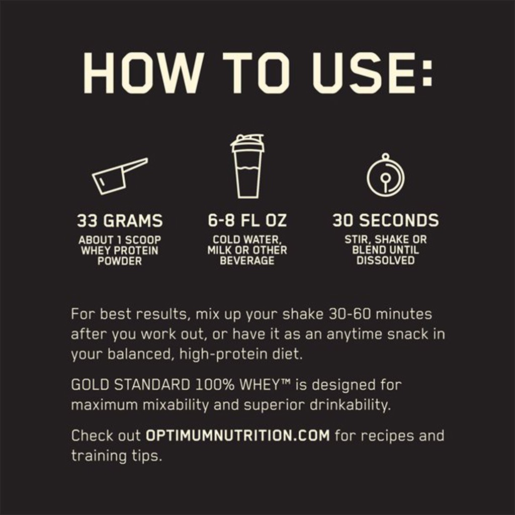 Optimum Nutrition Gold Standard 100% Whey Protein Powder Drink Mix Cookies & Cream Powder 5lb