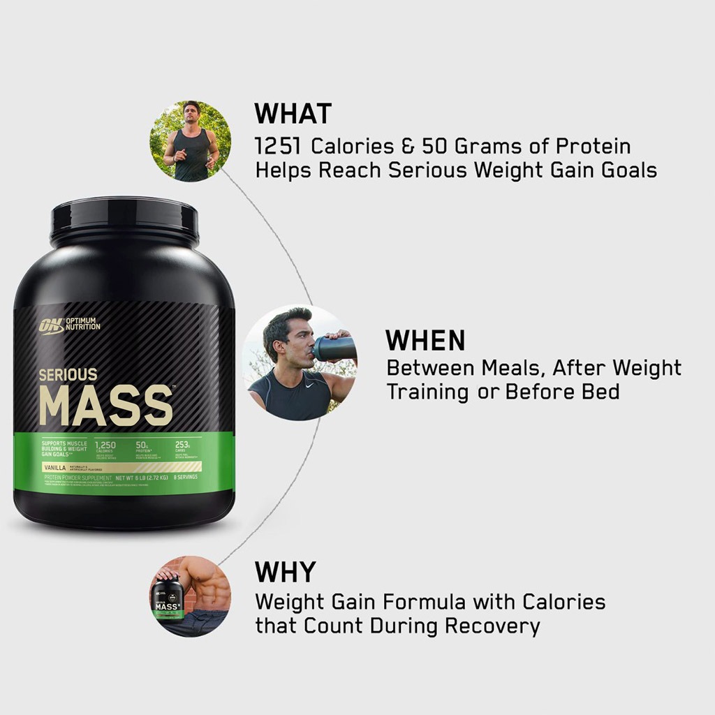 Optimum Nutrition Serious Mass Vanilla Flavor Protein Powder 6lb