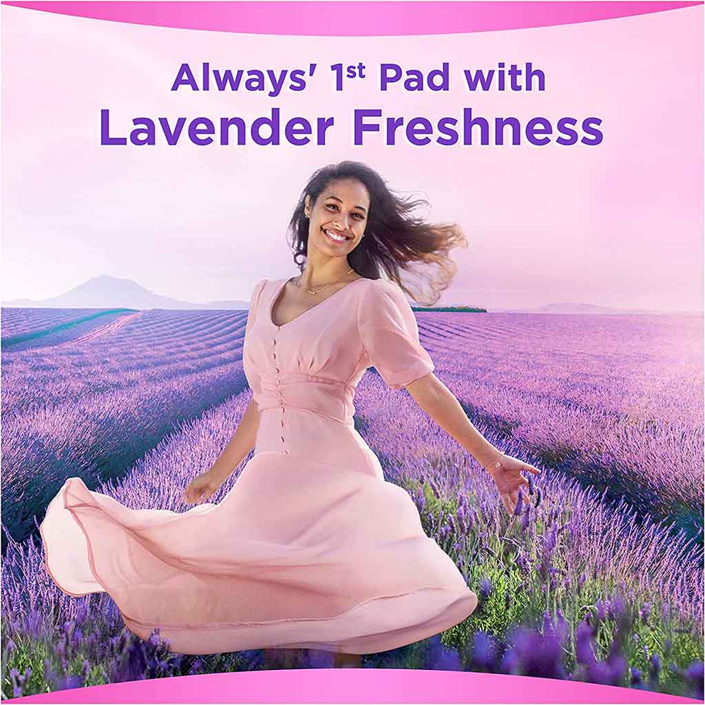 Always Skin Love Maxi Thick & Large Sanitary Pads With Lavender Freshness, Pack of 24's