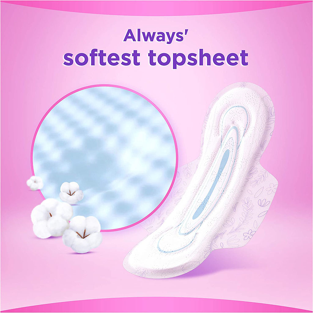 Always Skin Love Maxi Thick & Large Sanitary Pads With Lavender Freshness, Pack of 24's