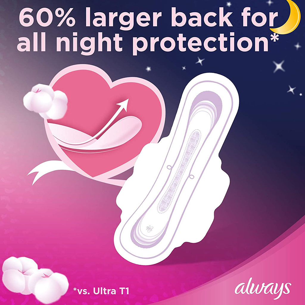 ‎Always Cotton Soft Ultra Thin, Night Sanitary Pads With Wings, Pack of 7's