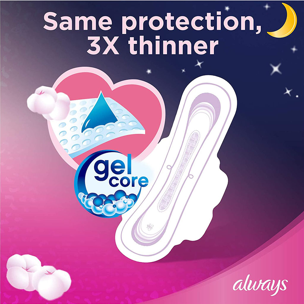 ‎Always Cotton Soft Ultra Thin, Night Sanitary Pads With Wings, Pack of 7's
