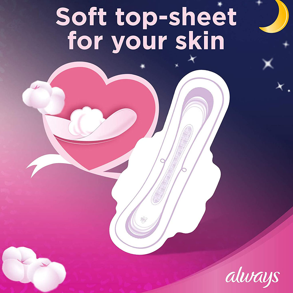‎Always Cotton Soft Ultra Thin, Night Sanitary Pads With Wings, Pack of 7's