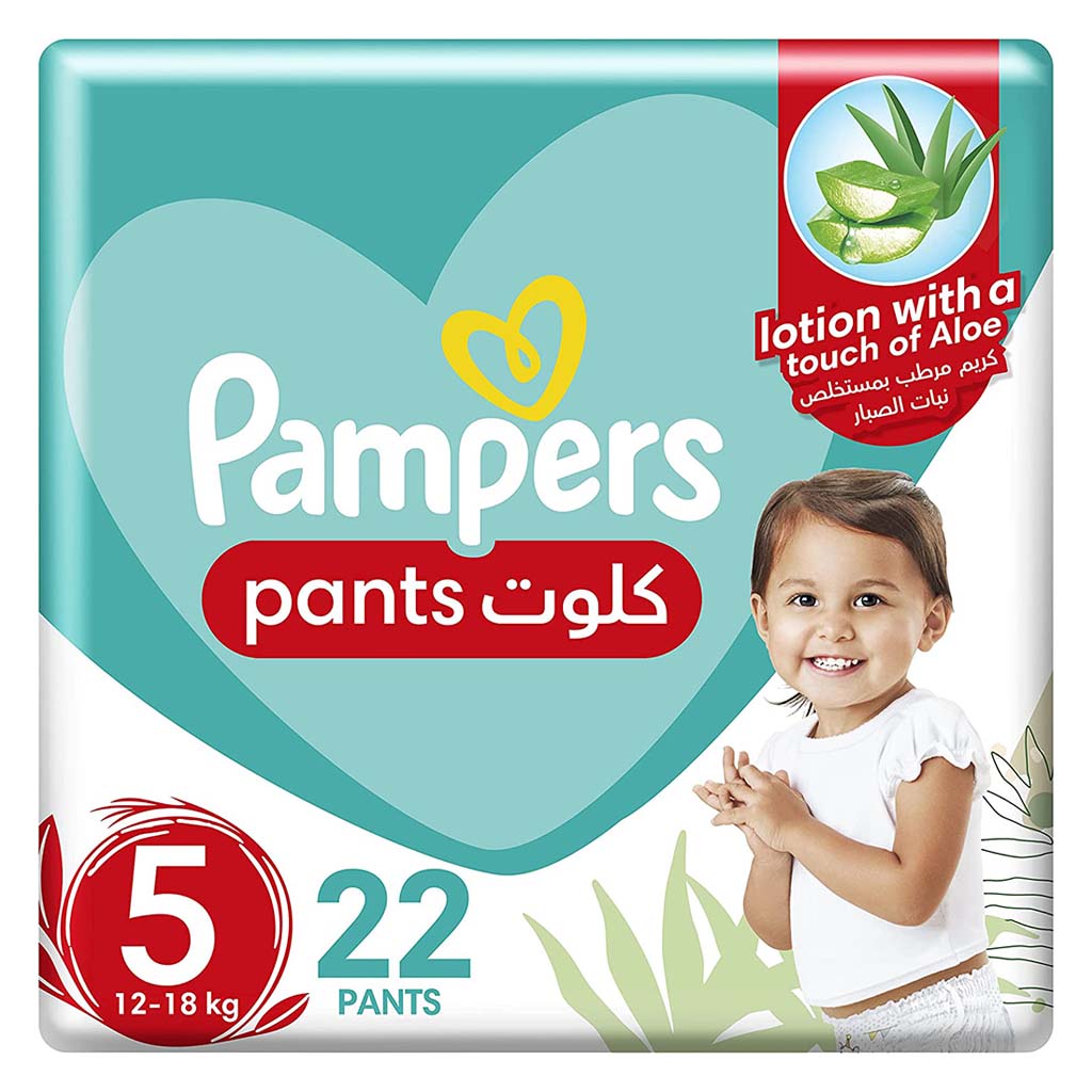 Pampers Baby Diaper Pants With Aloe Vera, Size 5, 12-18Kg, Pack of 22's