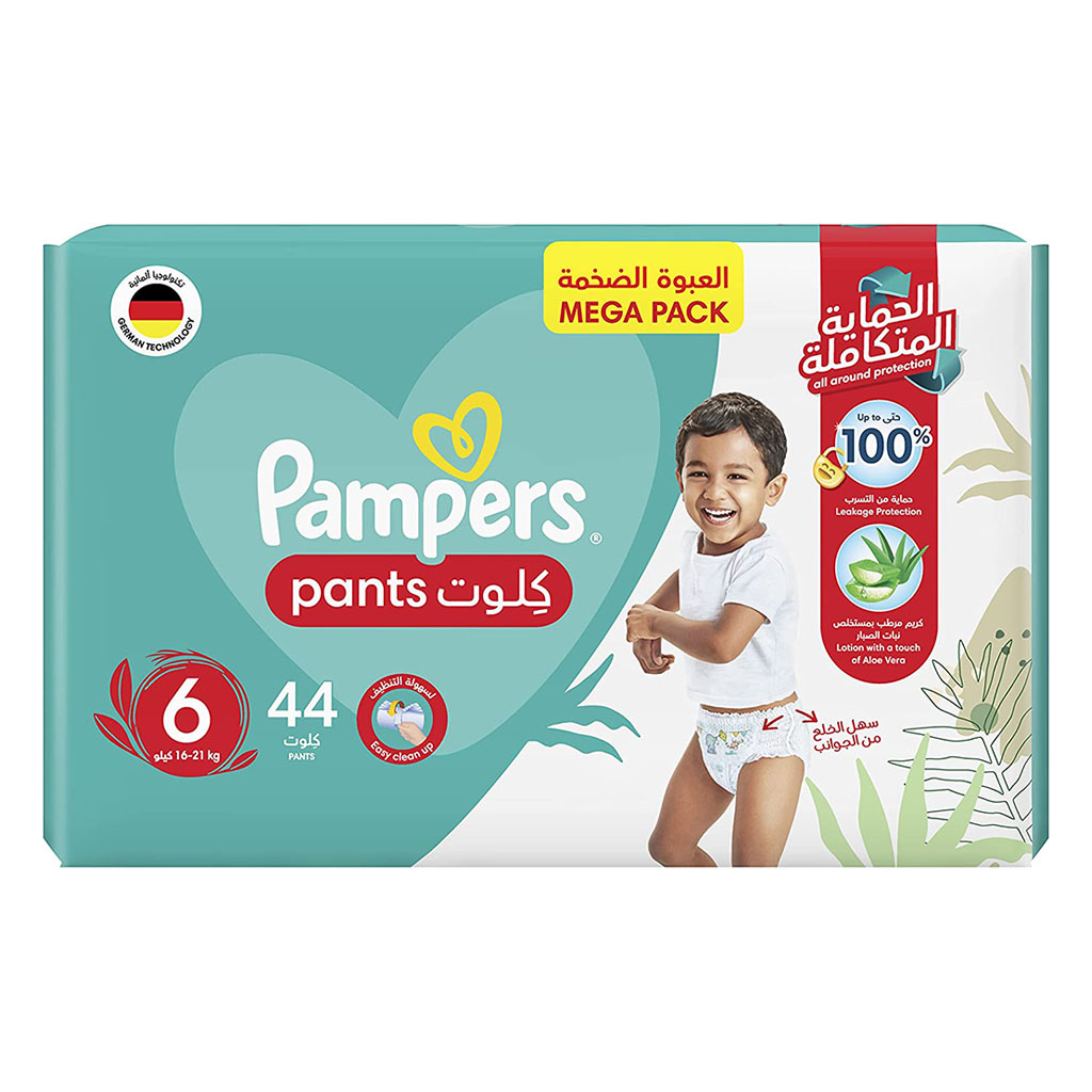 Pampers Baby Diaper Pants With Aloe Vera, Size 6, 16-21Kg, Mega Pack of 44's