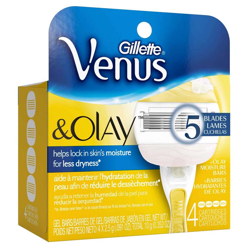 Gillette Venus & Olay Women's Razor Blade Refills, Pack of 4's