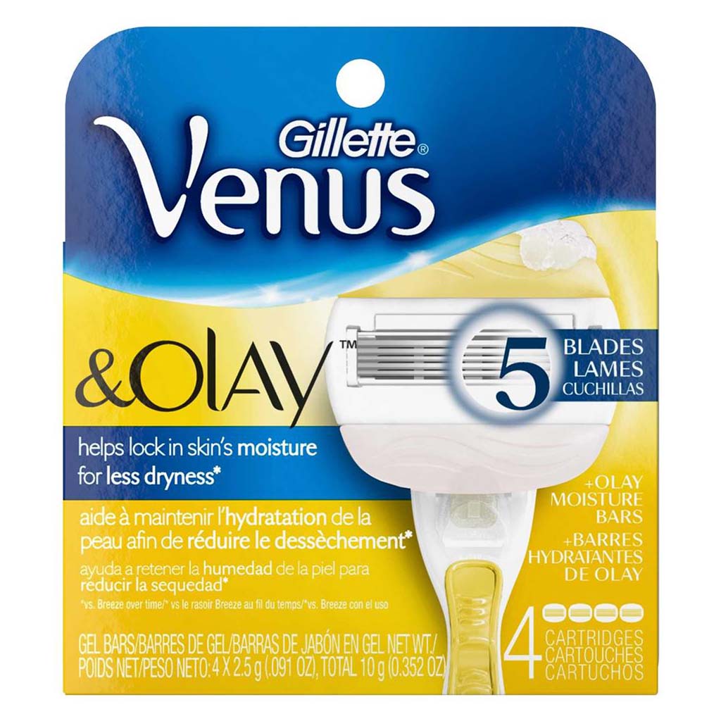Gillette Venus & Olay Women's Razor Blade Refills, Pack of 4's