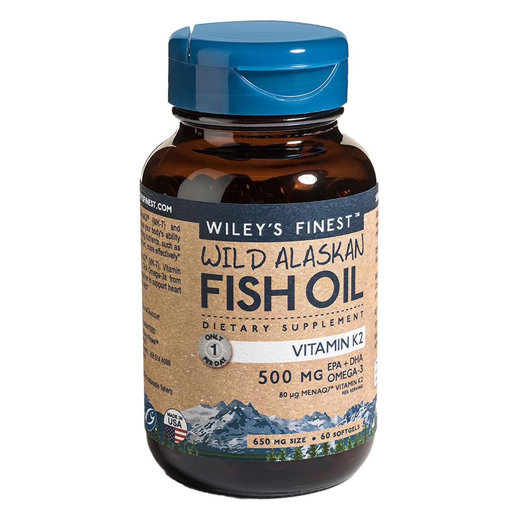 Wiley's Finest Vitamin 500mg Omega 3 With Vitamin K2 Fish Oil Softgels, Pack of 60's