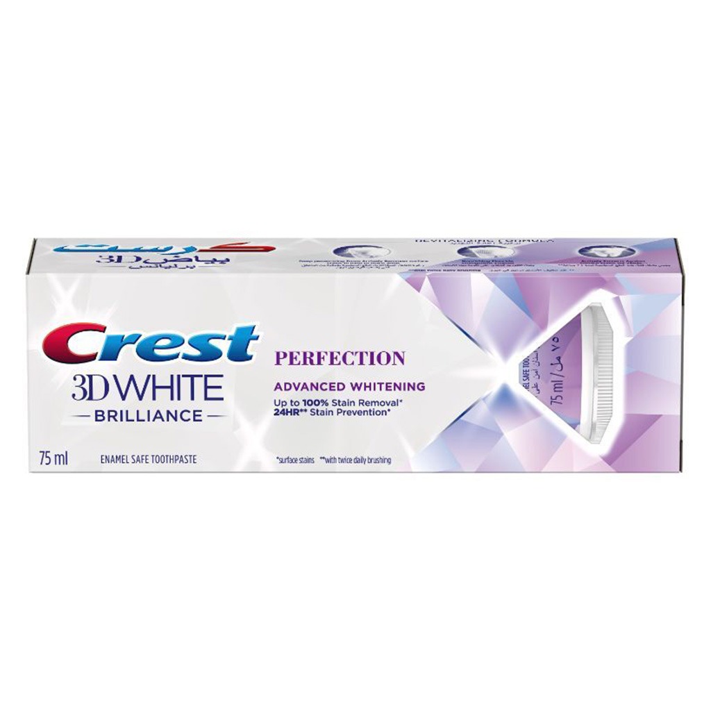 Crest 3D White Brilliance, Perfection, Advanced Whitening, Enamel Safe Toothpaste 75ml