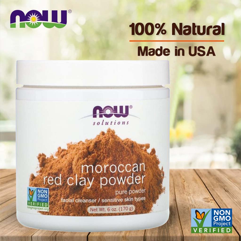 Now Solutions Moroccan Red Clay Facial Cleansing Powder For Sensitive Skin 170g