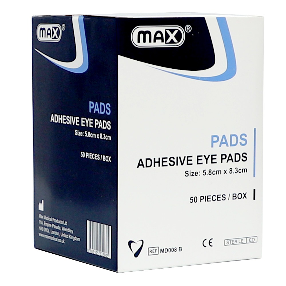 Max Adhesive Sterile Eye Pads 5.8 cm x 8.3 cm 50's