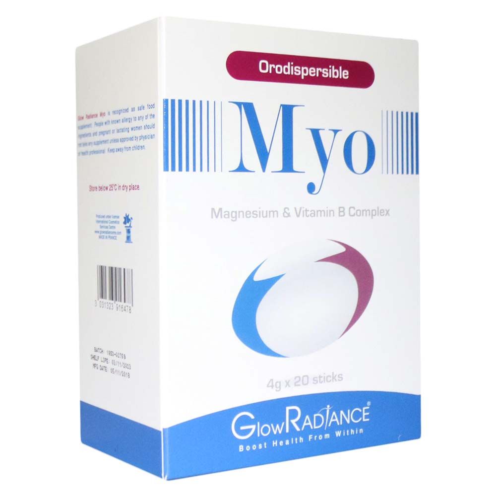 Glow Radiance Myo Magnesium & Vitamin B Complex Orodispersible Sachets 4g, Pack of 20 sticks
