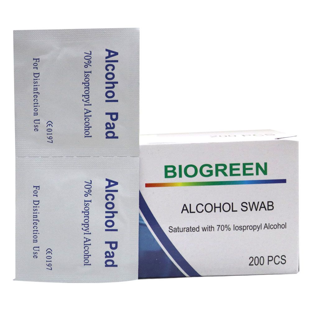 Biogreen Alcohol Swabs 200's 1TRAS200