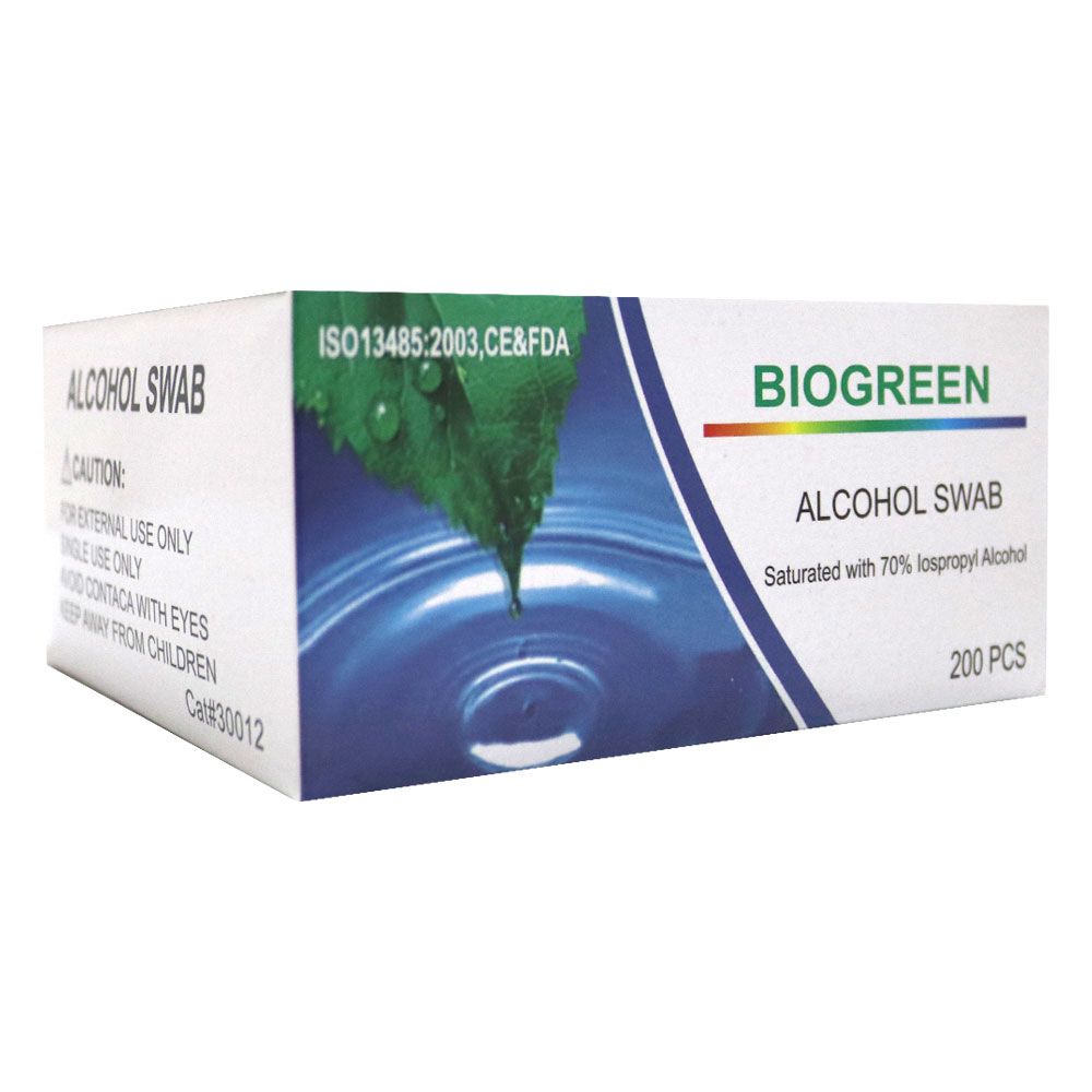 Biogreen Alcohol Swabs 200's 1TRAS200