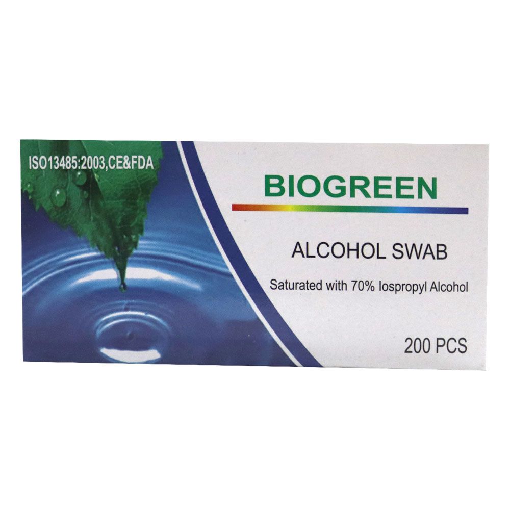 Biogreen Alcohol Swabs 200's 1TRAS200