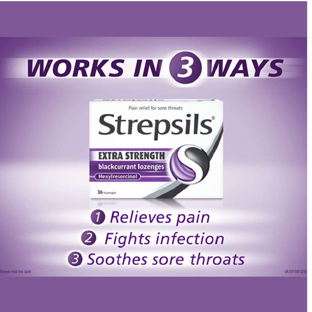 Strepsils Extra Blackcurrant Lozenges 36's