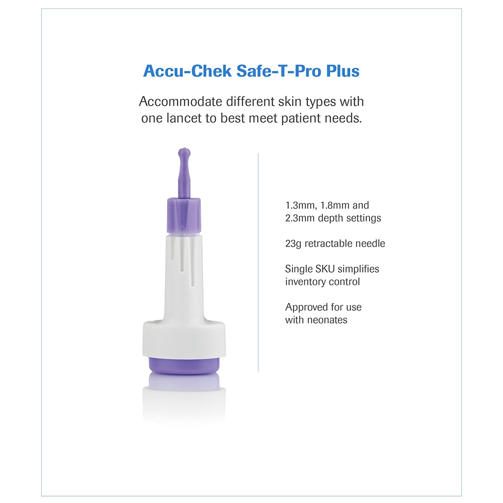 Accu-Chek Safe-T-Pro Plus Sterile Single Use Lancets With 3 Depth Settings, For Neonates, Children & Adults, Pack of 200's
