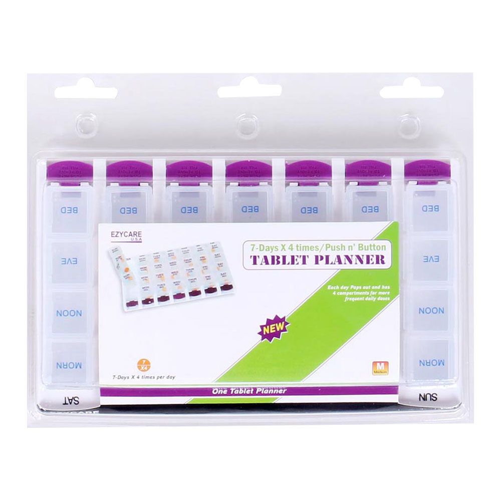 Ezycare 7 Days 4 Times Push N' Button Tablet Planner 17124