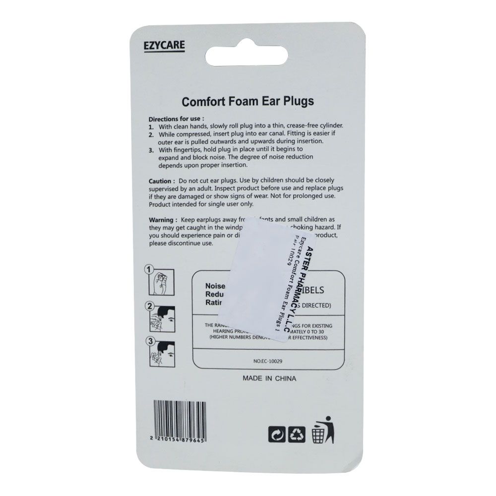 Ezycare Comfort Foam Ear Plugs 1 Pair 10029