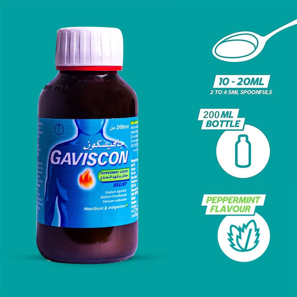 Gaviscon Liquid For Indigestion And Heartburn Peppermint Flavour 200ml